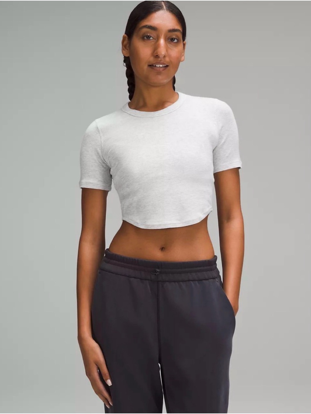 lululemon athletica Hold Tight Short Sleeve Cropped Tee, Light Grey